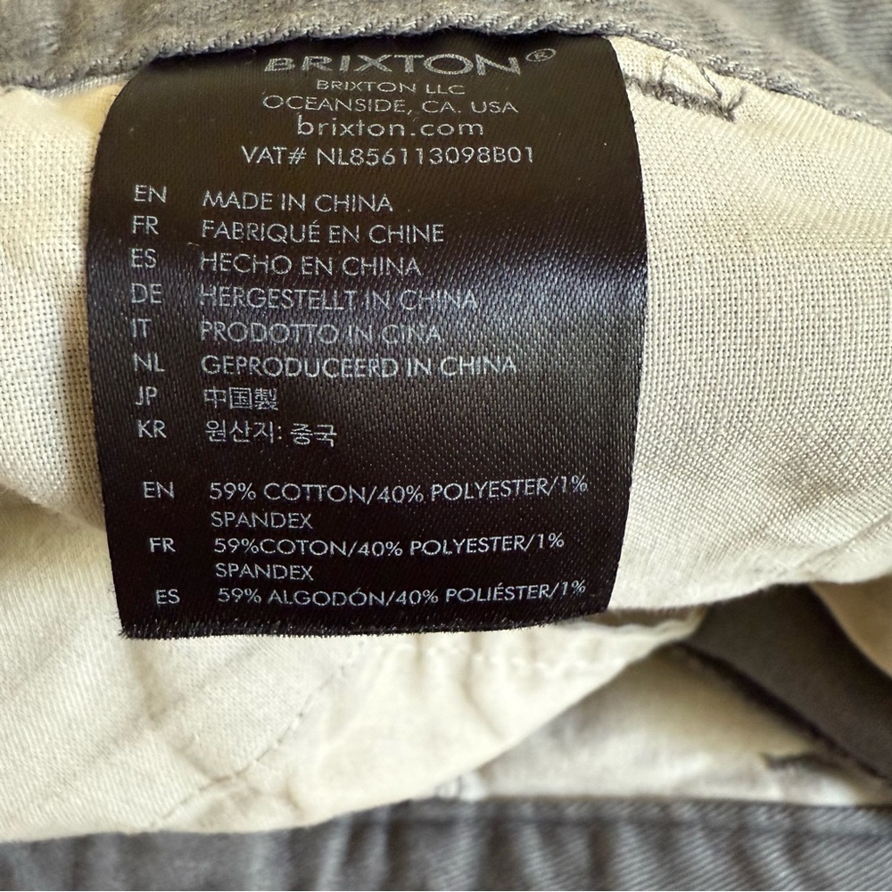 Brixton‎ Men's 30 Grey Toil II Chino Short - Picture 5 of 7
